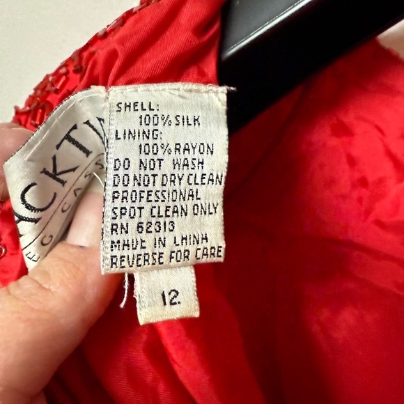 Oleg Cassini Vintage Radiant Red Sequin Midi Dress Size 12 - Picture 2 of 9